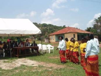 Group from the community singing songs of appreciation