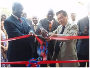 Tape cut by the Ambassador and the State Minister Hon. MusaEcweru