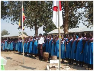 singing of the uganda national anthem by the students